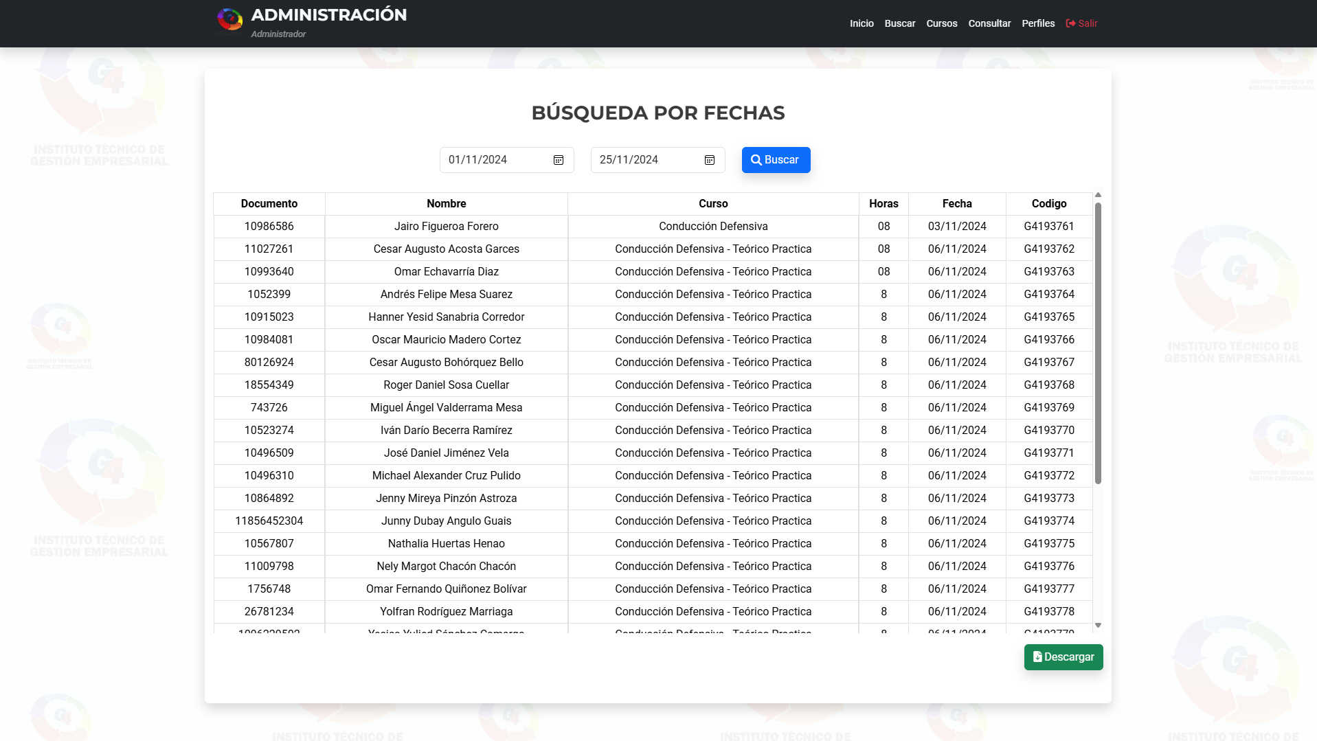 Certificados Buscar por Fechas