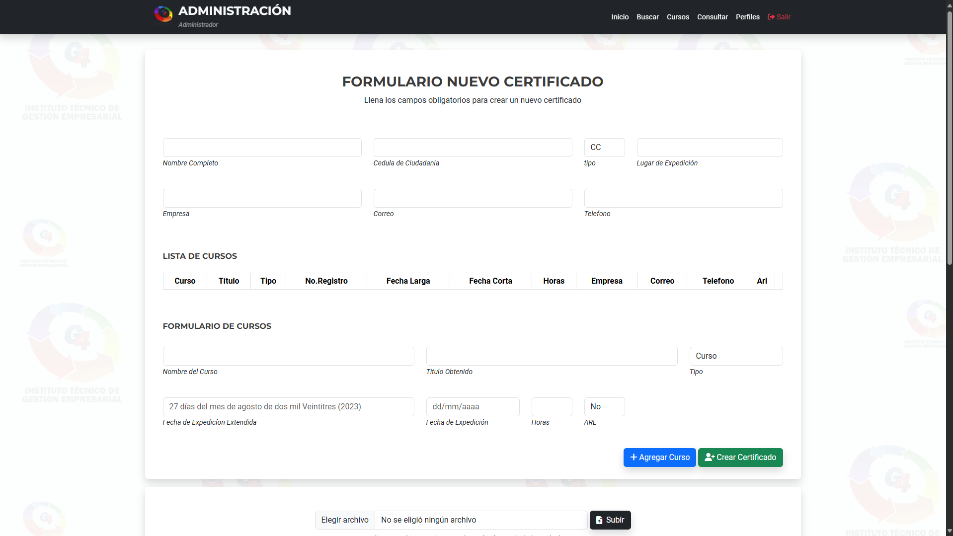 Certificados Administración