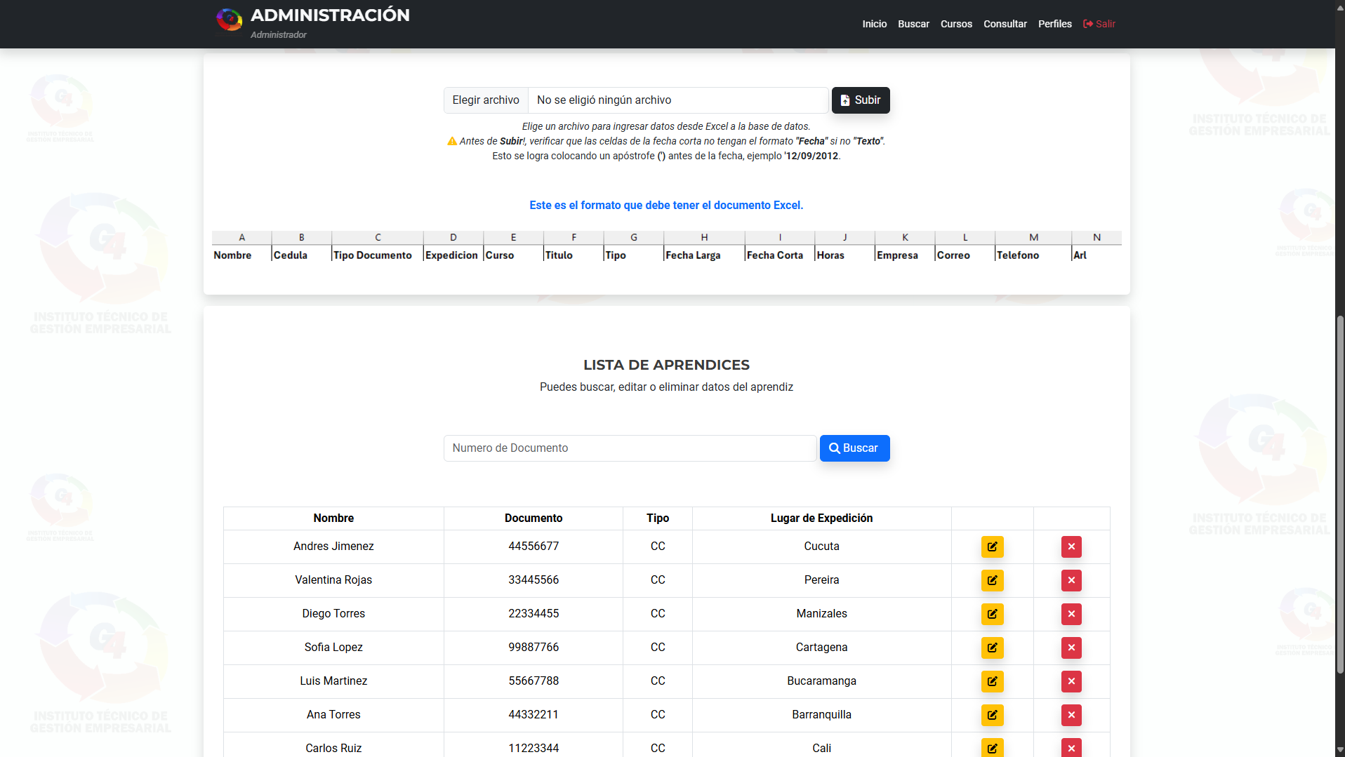 Cetificado Subir Excel